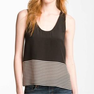 100% Silk striped tank - Black White